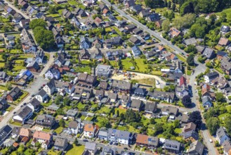 Aerial view, construction site and new building Auf der Heide / Akazienweg, Haltern-Stadt, Haltern
