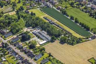 Aerial view, Roman camp Aliso, construction site extension Silverbergschule, Haltern-Stadt, Haltern