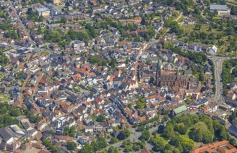 Aerial view, Old town with catholic St.Sixtus-Kirche, Altstadring, Haltern-Stadt, Haltern am See,