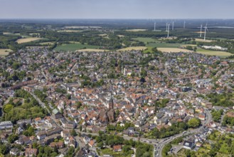 Aerial view, Old town with catholic St.Sixtus-Kirche, Altstadring, Haltern-Stadt, Haltern am See,