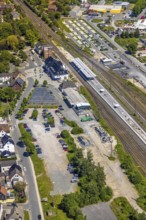 Aerial view, Haltern am See station, construction site and conversion, Haltern town, Haltern am