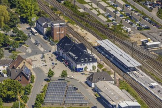 Aerial view, Haltern am See station, construction site and conversion, Haltern town, Haltern am