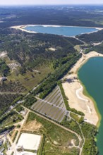 Aerial view, Silbersee II with sandy lido and lido, Lehmbraken, Haltern am See, Ruhr area, North