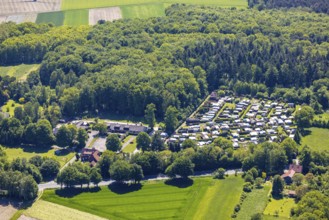 Aerial view, Drügen Kamp campsite, Lehmbraken, Haltern am See, Ruhr area, North Rhine-Westphalia,