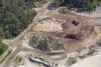 Aerial view, sand loading at Silbersee I, Lehmbraken, Haltern am See, Ruhr area, North