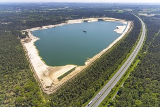 Aerial view, Silbersee I with quartz sand extraction in the district of Lehmbraken, Lehmbraken,