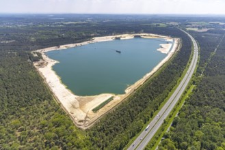 Aerial view, Silbersee I with quartz sand extraction in the district of Lehmbraken, Lehmbraken,