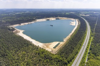 Aerial view, Silbersee I with quartz sand extraction in the district of Lehmbraken, Lehmbraken,