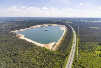 Aerial view, Silbersee I with quartz sand extraction in the district of Lehmbraken, Lehmbraken,