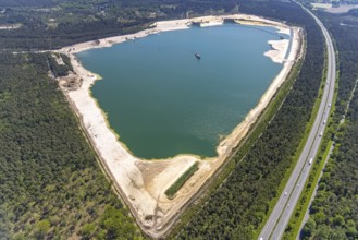 Aerial view, Silbersee I with quartz sand extraction in the district of Lehmbraken, Lehmbraken,