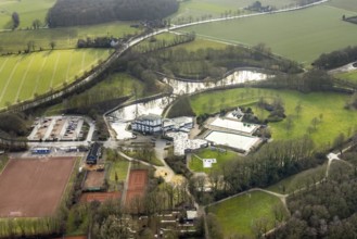 Aerial view Hotel Selbachpark with outdoor pool Selbachpark, Hamm, Ruhr area, North