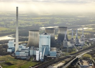 Aerial view of RWE Power AG power plant Gersteinwerk, Hamm, Ruhr area, North Rhine-Westphalia,