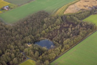 Aerial view forest area Sandbochumer Heide near Kerstheider Straße in Hamm, Ruhr area, North