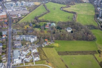 Aerial photo Haus Kentrop tree felling in the landscape conservation area in Hamm, Ruhr area, North