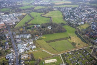 Aerial photo Haus Kentrop tree felling in the landscape conservation area in Hamm, Ruhr area, North