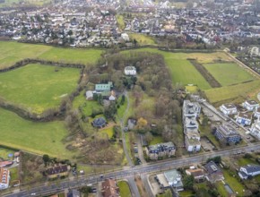 Aerial photo Haus Kentrop tree felling in the landscape conservation area in Hamm, Ruhr area, North