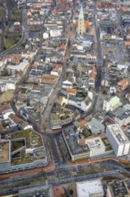 Aerial view city centre view commercial buildings Bahnhofstraße in Hamm, Ruhr area, North