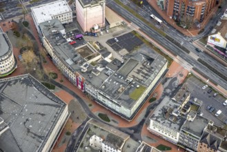 Aerial view city centre view commercial buildings Bahnhofstraße in Hamm, Ruhr area, North