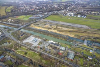 Aerial view construction area new water sports centre on Adenauerallee at Hammonense grammar school