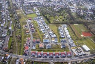 Aerial view new development area Am Beisenkamp between Beisenkamp-Gymnasium and Südenfriedhof in