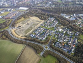 Construction area at Sachsenring with housing estate in the district of Heessen in Hamm, Ruhr area,