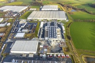 Aerial view southern extension of Rhynern industrial estate in Hamm, Ruhr area, North