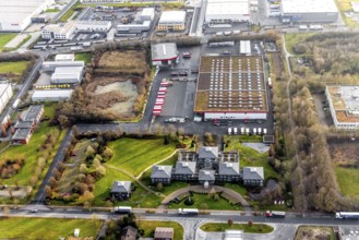 Aerial view southern extension of Rhynern industrial estate in Hamm, Ruhr area, North