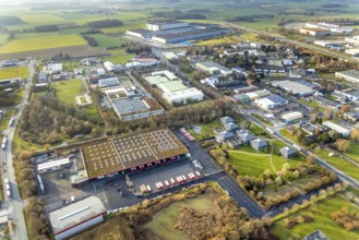 Aerial view southern extension of Rhynern industrial estate in Hamm, Ruhr area, North