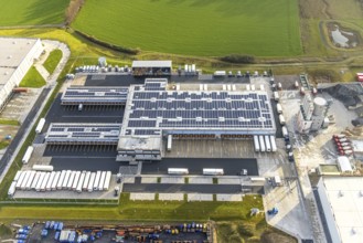 Aerial view southern extension of Rhynern industrial estate in Hamm, Ruhr area, North