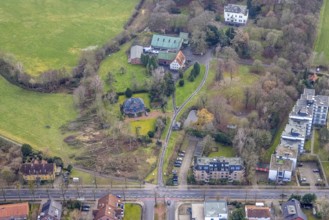 Aerial photo Haus Kentrop tree felling in the landscape conservation area in Hamm, Ruhr area, North