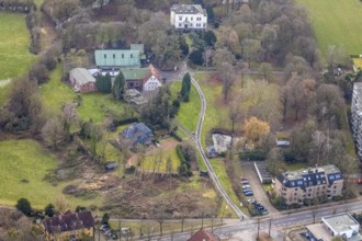 Aerial photo Haus Kentrop tree felling in the landscape conservation area in Hamm, Ruhr area, North