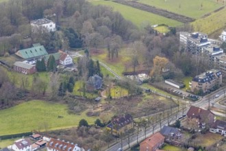 Aerial photo Haus Kentrop tree felling in the landscape conservation area in Hamm, Ruhr area, North