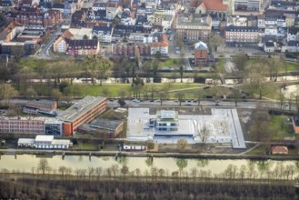 Aerial view construction area new water sports centre on Adenauerallee at Hammonense grammar school