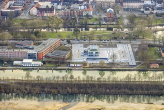 Aerial view construction area new water sports centre on Adenauerallee at Hammonense grammar school