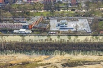 Aerial view construction area new water sports centre on Adenauerallee at Hammonense grammar school