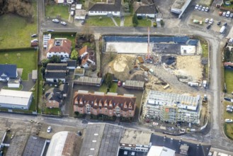 Aerial view construction site new building Seeburger Straße in Hamm, Ruhr area, North