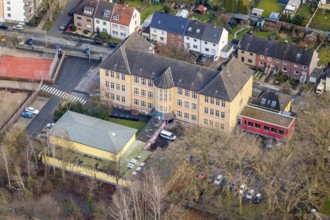 Aerial view of Matthias-Claudius-Schule, Hamm, Ruhr area, North Rhine-Westphalia, Germany,