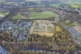 Construction area at Sachsenring with housing estate in the district of Heessen in Hamm, Ruhr area,