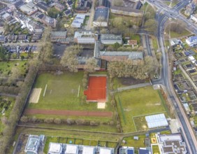 Aerial view Beisenkamp-Gymnasium with sports facilities in Hamm, Ruhr area, North Rhine-Westphalia,