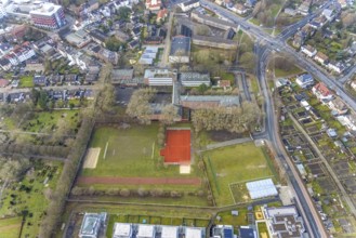 Aerial view Beisenkamp-Gymnasium with sports facilities in Hamm, Ruhr area, North Rhine-Westphalia,