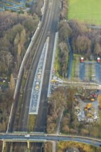 Aerial view construction site subway at Hamm-Heessen railway station in Hamm, Ruhr area, North