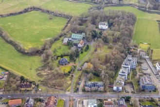 Aerial photo Haus Kentrop tree felling in the landscape conservation area in Hamm, Ruhr area, North