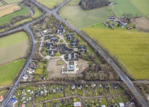 Aerial view of the AhsePark housing estate on Caldenhofer Weg with a new day care centre in Hamm,