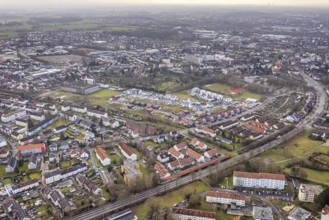 Aerial view new development area Am Beisenkamp between Beisenkamp-Gymnasium and Südenfriedhof in
