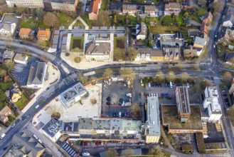 Aerial view of the town hall of Heessen Amtsstraße and the construction site of Heessener Markt in