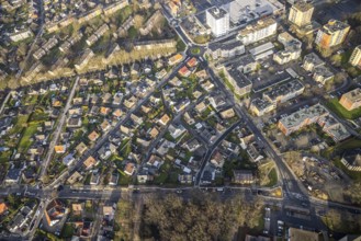 Aerial view residential area Hammerstraße, Bäumerstraße, Friedrich-Ebert-Straße in Hamm, Ruhr area,