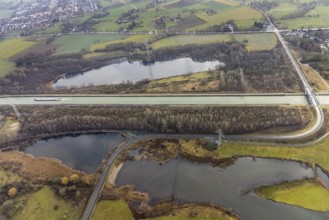 Aerial view of the nature reserve Am Tibaum, River Lippe Meander and Datteln-Hamm Canal, Hamm, Ruhr