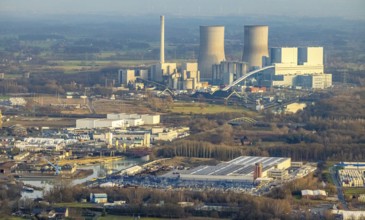 Aerial view of the RWE Westfalen power plant in Uentrop in Hamm, Ruhr area, North Rhine-Westphalia,