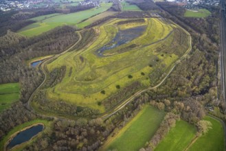 Aerial view of the Sundern spoil tip in Hamm, Ruhr area, North Rhine-Westphalia, Germany, spoil