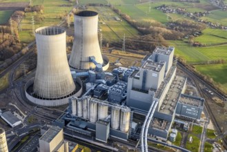 Aerial view of the RWE Westfalen power plant in Uentrop in Hamm, Ruhr area, North Rhine-Westphalia,